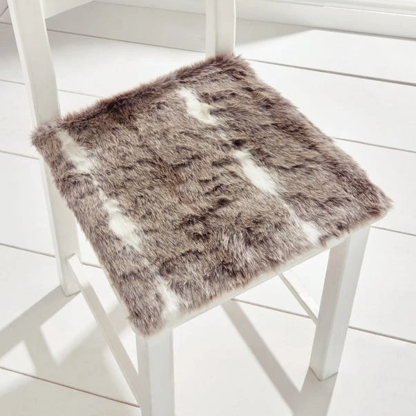 Dunelm Faux Fur Natural Square Seat Pad 1 Dunelm Faux Fur Natural Square Seat Pad