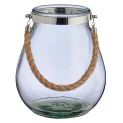 Dunelm Glass Candle Lantern With Rope -Elegant Home 30732437 alt02