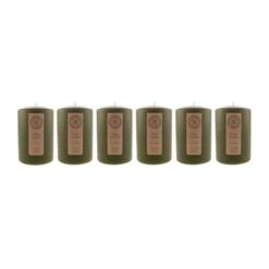 Dunelm Pack Of 6 Olive Pillar Candles
