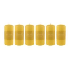 Dunelm Pack Of 6 Yellow Pillar Candles
