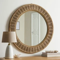 Churchgate Round Wicker Wall Mirror, 90cm