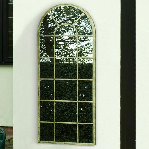 Dunelm Tulip Antique Green Outdoor Mirror 1 Dunelm Tulip Antique Green Outdoor Mirror