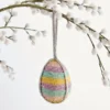 Dunelm Beaded Striped Rainbow Hanging Egg Decoration