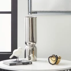 Elegant Home 55 Dunelm Ceramic Curves Vase Silver 35cm