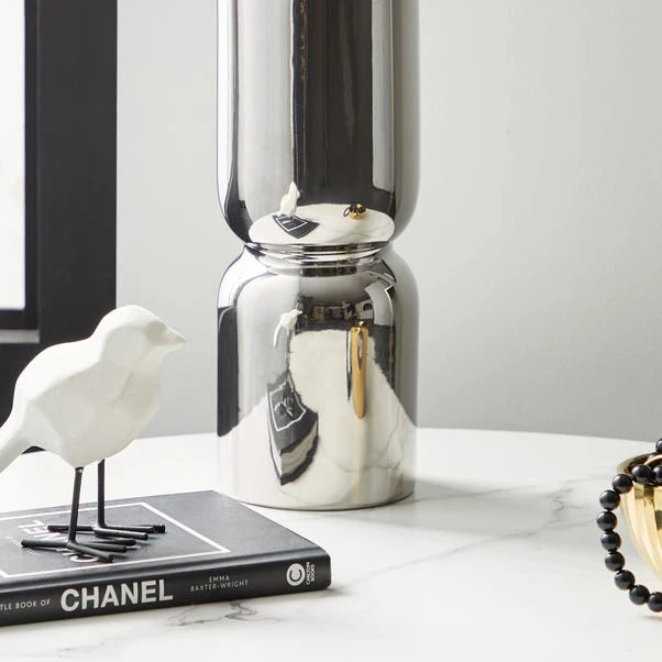 Dunelm Ceramic Curves Vase Silver 35cm 3 Dunelm Ceramic Curves Vase Silver 35cm - Image 3