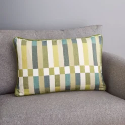 Dunelm Block Stripe Green Cushion