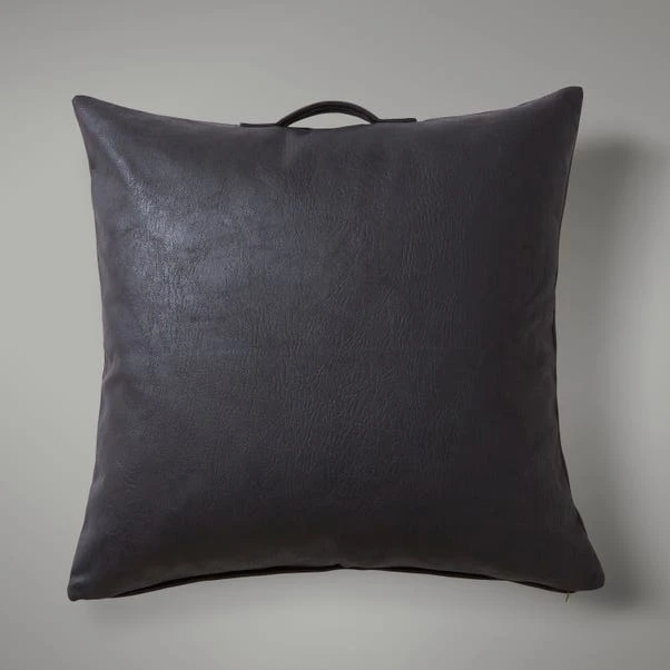 Dunelm Faux Leather Black Floor Cushion 2 Dunelm Faux Leather Black Floor Cushion - Image 2