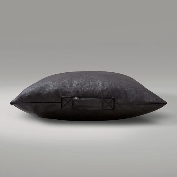 Dunelm Faux Leather Black Floor Cushion 3 Dunelm Faux Leather Black Floor Cushion - Image 3