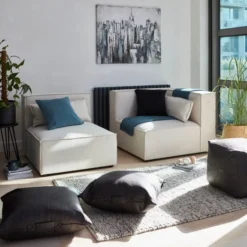 Dunelm Faux Leather Black Floor Cushion 7 Dunelm Faux Leather Black Floor Cushion -Elegant Home 30751279 alt07