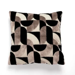 Dunelm Curves Cut Velvet Geometric Black Cushion