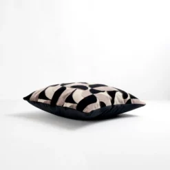 Dunelm Curves Cut Velvet Geometric Black Cushion -Elegant Home 30752034 alt04