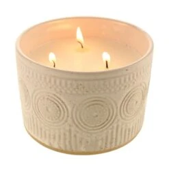 Dunelm Pretty Boho Ceramic Multiwick White Sandalwood Candle -Elegant Home 30752273 alt03