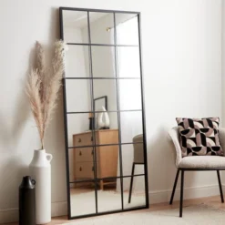 Dunelm Window Black Lines Leaner Mirror, 180x80cm