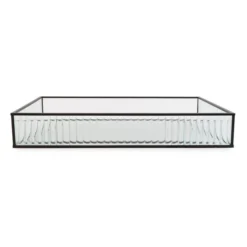 Dunelm Ribbed Glass Tray Black 39cm 10 Dunelm Ribbed Glass Tray Black 39cm -Elegant Home 30755576 alt04