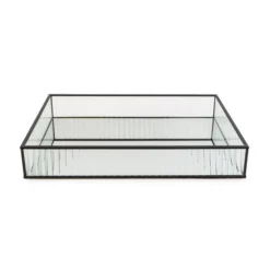 Dunelm Ribbed Glass Tray Black 39cm 11 Dunelm Ribbed Glass Tray Black 39cm -Elegant Home 30755576 alt05