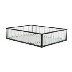Dunelm Ribbed Glass Tray Black 26cm 9 Dunelm Ribbed Glass Tray Black 26cm -Elegant Home 30755577 alt03