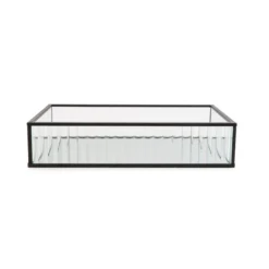 Dunelm Ribbed Glass Tray Black 26cm 10 Dunelm Ribbed Glass Tray Black 26cm -Elegant Home 30755577 alt04