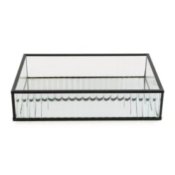 Dunelm Ribbed Glass Tray Black 26cm 11 Dunelm Ribbed Glass Tray Black 26cm -Elegant Home 30755577 alt05