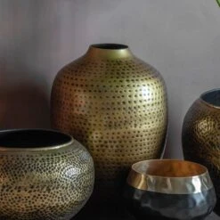 Cedar & Sage Kem Antique Brass Vase