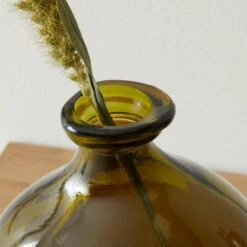 The Edited Life Recycled Glass Vase 18cm Olive -Elegant Home 30765430 alt02