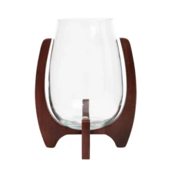 Elements Sculpted Walnut Lantern 30cm -Elegant Home 30765437 alt02
