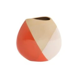 Elements Sculpted Orange Round Small Vase -Elegant Home 30765463 alt03