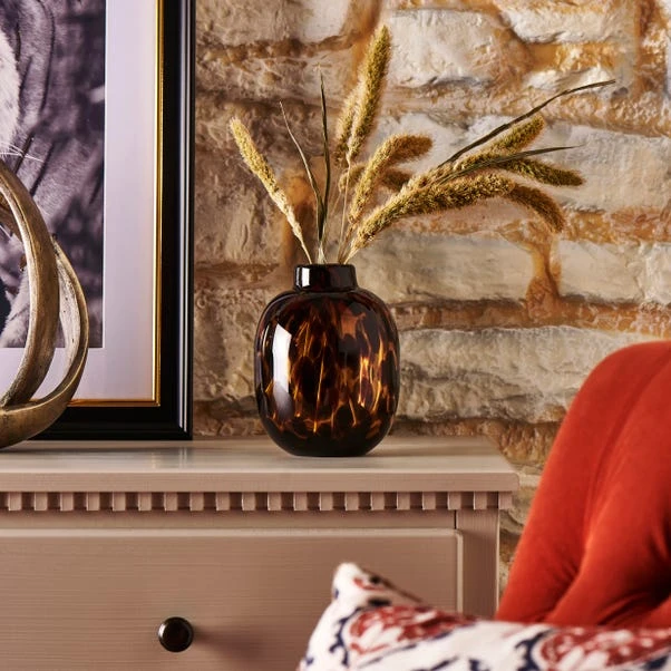 Dunelm Luxe Travel Tortoiseshell Glass Vase 17cm 1 Dunelm Luxe Travel Tortoiseshell Glass Vase 17cm