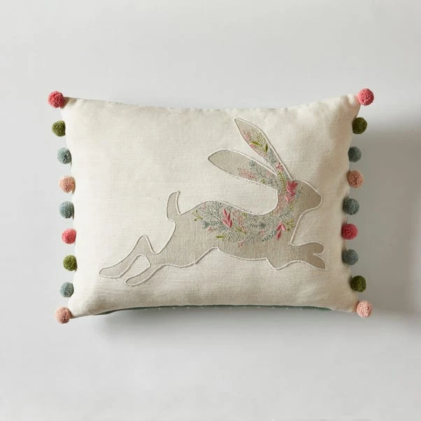 Dunelm Embroidered Hare Cushion 2 Dunelm Embroidered Hare Cushion - Image 2