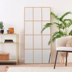 Dunelm Luxe Window Mirror, Gold 150x70cm