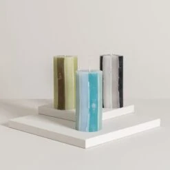 Dunelm Decorative Pillar Candle Blue -Elegant Home 30791656 alt02