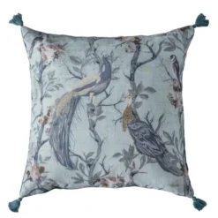 Cedar & Sage Pretty Peacock Tassled Cushion