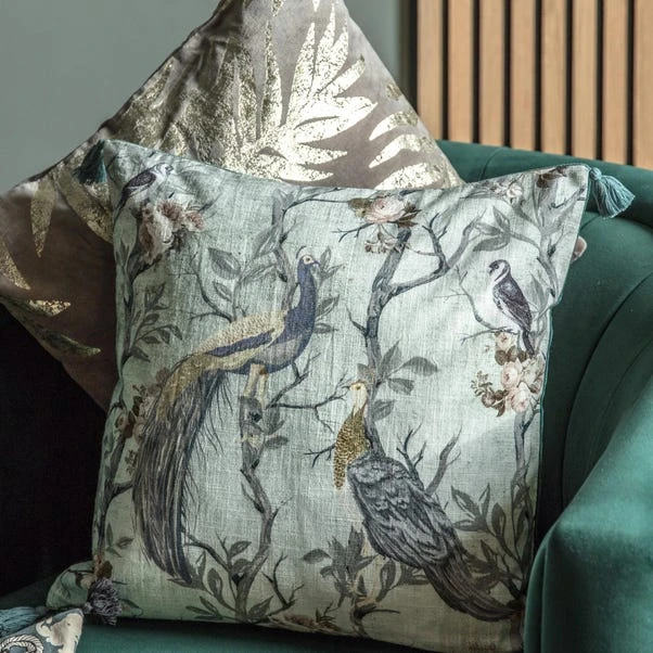 Cedar & Sage Pretty Peacock Tassled Cushion 2 Cedar & Sage Pretty Peacock Tassled Cushion - Image 2