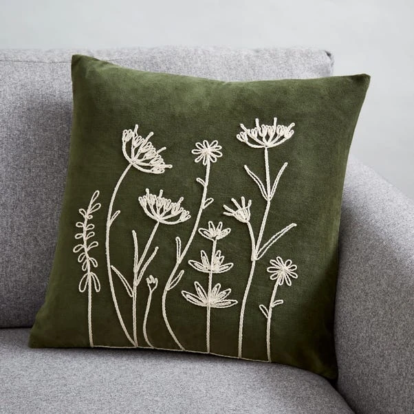 Dunelm Velour Rope Embroidered Floral Cushion 1 Dunelm Velour Rope Embroidered Floral Cushion