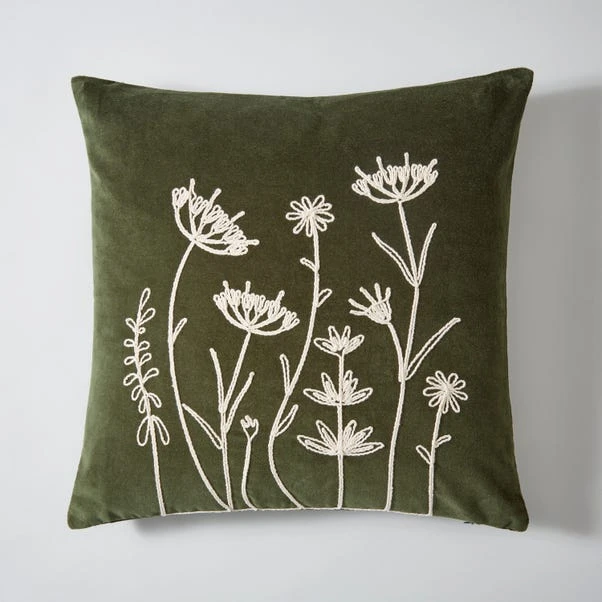 Dunelm Velour Rope Embroidered Floral Cushion 2 Dunelm Velour Rope Embroidered Floral Cushion - Image 2