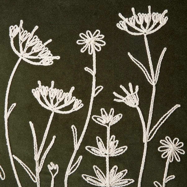 Dunelm Velour Rope Embroidered Floral Cushion 4 Dunelm Velour Rope Embroidered Floral Cushion - Image 4