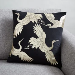 Dunelm Crane Foil Print Cushion