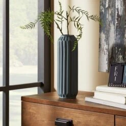 Dunelm Fluted Vase 25cm Pacific