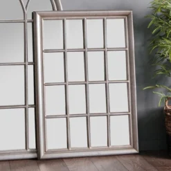 Cedar & Sage Grove Wall Mirror, Antique Silver 106x76cm