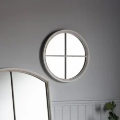 Cedar & Sage Holt Round Wall Mirror, White 60cm