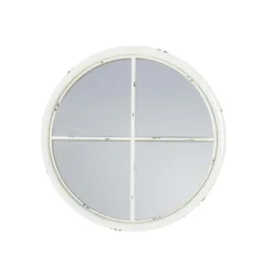 Cedar & Sage Holt Round Wall Mirror, White 60cm -Elegant Home 30797747 alt02