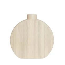 Dunelm Flat Circular Vase 40cm White Sand -Elegant Home 30797981 alt02