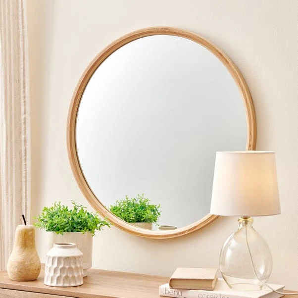 Dunelm Ashwood Round Framed Mirror 70cm 1 Dunelm Ashwood Round Framed Mirror 70cm