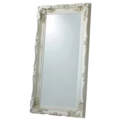 Cedar & Sage Carved Calera Leaner Mirror, Cream 90x176cm