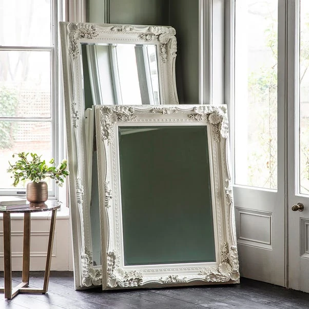 Cedar & Sage Carved Calera Leaner Mirror, Cream 90x176cm 2 Cedar & Sage Carved Calera Leaner Mirror, Cream 90x176cm - Image 2