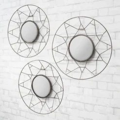 Cedar & Sage Set Of 3 Towson Round Wall Mirrors, 45cm