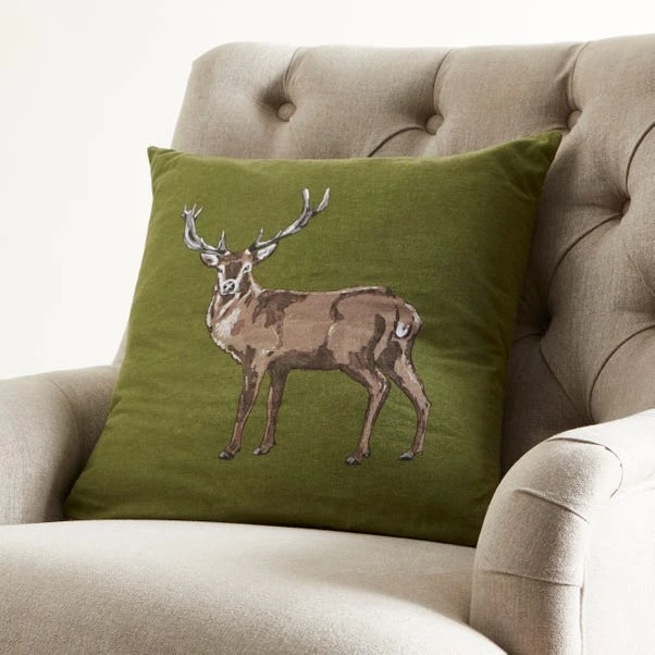 Brushed Cotton Stag Cushion 1 Brushed Cotton Stag Cushion