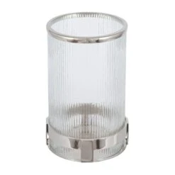 Pacific Lifestyle Metal And Clear Textured Tall Hurricane Vase -Elegant Home 30803437 alt02