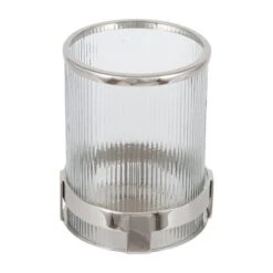 Pacific Lifestyle Metal And Clear Textured Small Hurricane Vase -Elegant Home 30803438 alt02