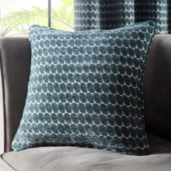 Dunelm Laurent Geo Teal Cushion